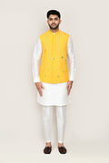 Yellow Silk Jacket With Threadwork