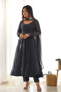Zed Black Georgette Floral Printed Anarkali Set