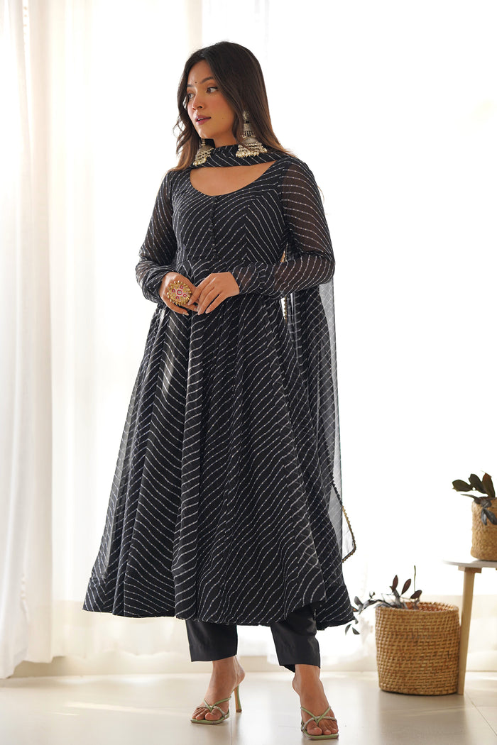 Zed Black Georgette Floral Printed Anarkali Set