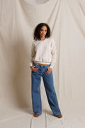 Ziggy Reverse Fleece Shrunken Crew Neck Sweatshirt - Whitecap Grey