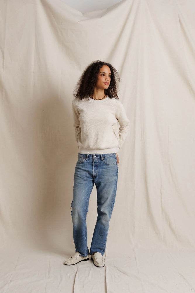 Ziggy Reverse Fleece Shrunken Crew Neck Sweatshirt - Whitecap Grey
